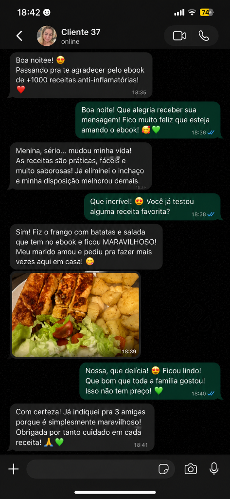 Print Cliente 37: Já eliminei o inchaço e meu marido amou