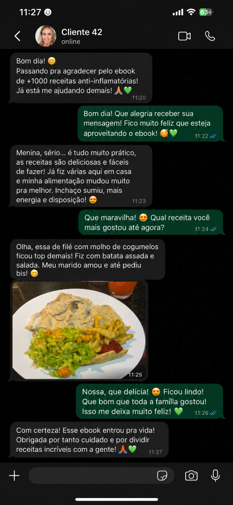 Print Cliente 42: Inchaço sumiu, mais energia e disposição